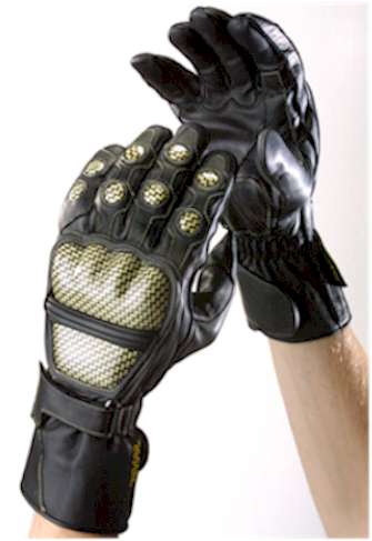 RAC3 Motorbike Fluorescent Sublimation Carbon Knuckle Cowhide Leather Gloves